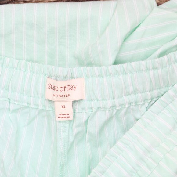 NWT State Of Day Printed Poplin Pajama Pants 100180269MS Tea Green Stripe XL - Picture 5 of 6